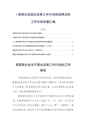 X国有企业国企改革三年行动完成情况的工作总结多篇汇编.docx