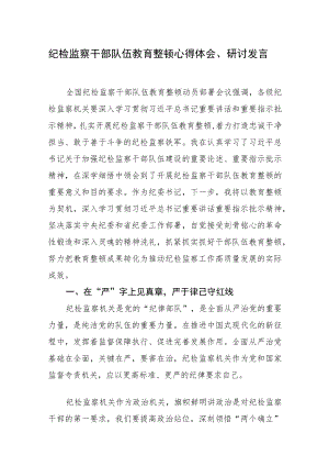 2023年纪检监察干部队伍教育整顿心得体会、研讨文章.docx
