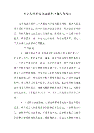 关于支持餐饮企业解难纾困九条措施.docx