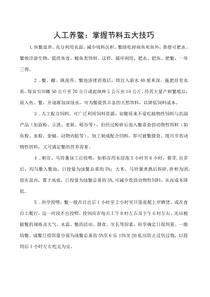 人工养鳖：掌握节料五大技巧.docx