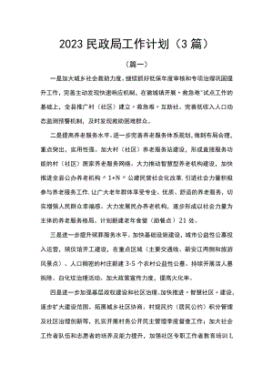 2023民政局工作计划（3篇）.docx
