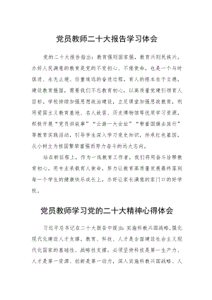 党员教师二十大报告学习体会(精选三篇).docx
