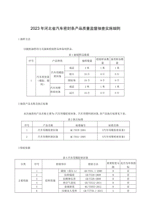 2023年河北省汽车密封条产品质量监督抽查实施细则.docx