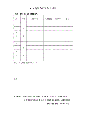 公司管理常用表格10公司工作日报表.docx