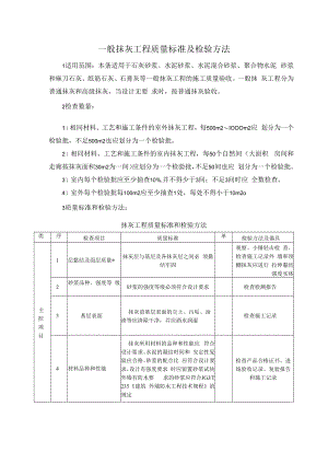 一般抹灰工程质量标准及检验方法.docx