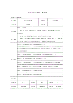 人力资源部经理职位说明书.docx