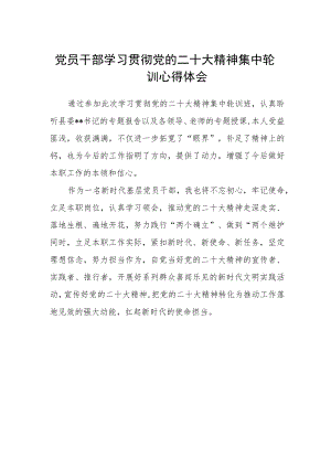 党员干部学习贯彻党的二十大精神集中轮训心得体会.docx