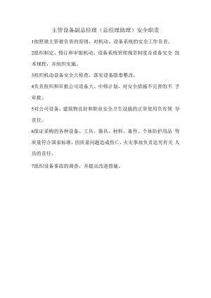 主管设备副总经理（总经理助理）安全职责.docx