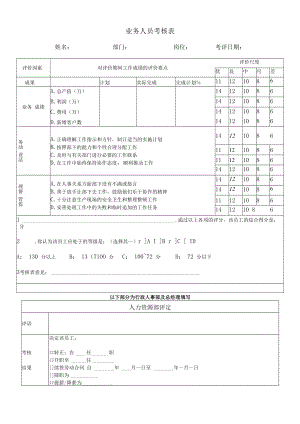 业务人员考核表2样板.docx
