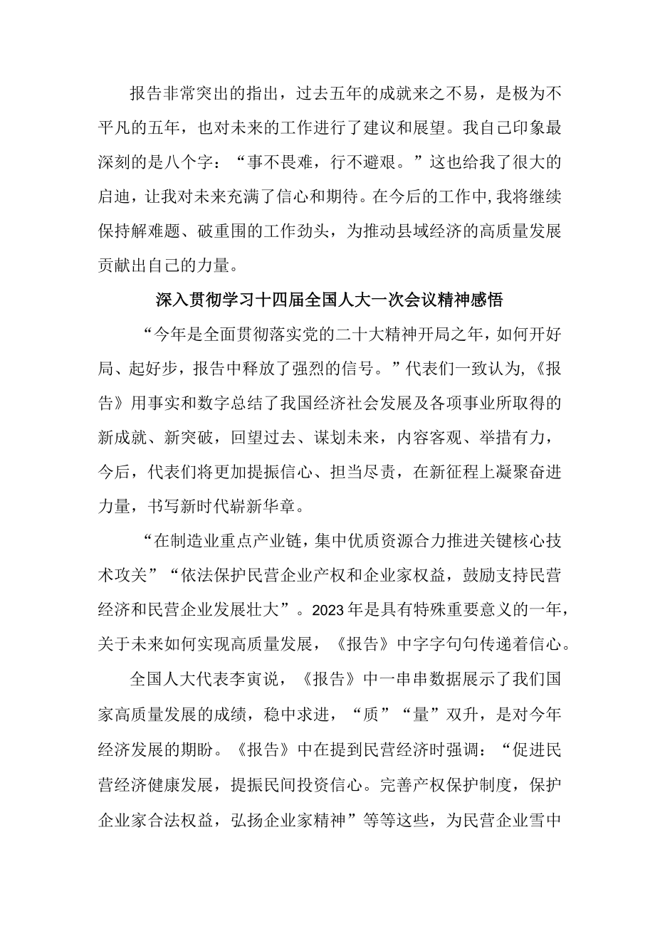 乡镇医院深入贯彻学习十四届全国人大一次会议心得体会感悟汇编2份.docx_第2页