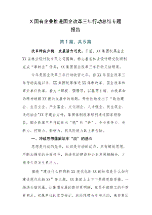 X国有企业推进国企改革三年行动总结专题报告.docx