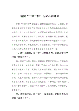 党员干部关于落实“三抓三促”行动学习心得三篇模板.docx