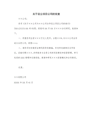 关于设立项目公司的批复.docx