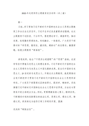 2023年处级领导主题教育发言材料(共二篇).docx