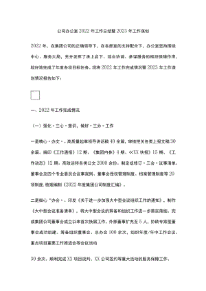公司办公室2022年工作总结暨2023年工作谋划.docx