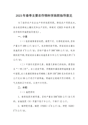 2023年春季主要农作物科学施肥指导意见.docx