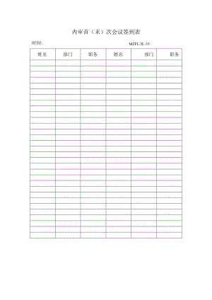 三体系认证内审首（末）次会议签到表.docx