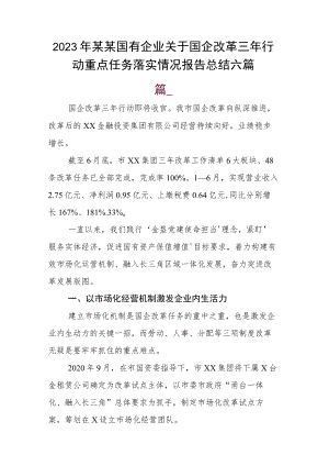 2023年某某国有企业关于国企改革三年行动重点任务落实情况报告总结六篇.docx