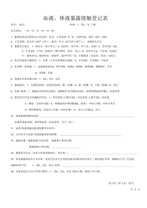 人民医院血液、体液暴露接触登记表.docx