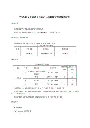 2023年河北省消火栓箱产品质量监督抽查实施细则.docx
