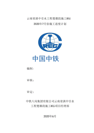 云南省滇中引水工程楚雄段施工8标2020年7月份进度计划.docx