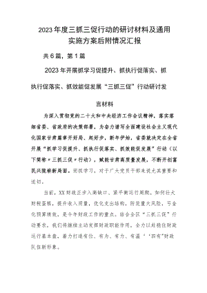 2023年度三抓三促行动的研讨材料及通用实施方案后附情况汇报.docx