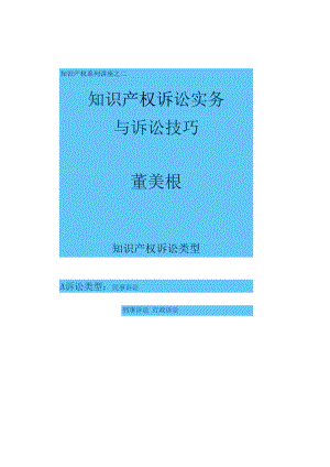 中国政法知识产权诉讼专题讲座：知识产权诉讼实务与诉讼技巧.docx