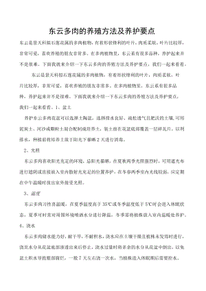 东云多肉的养殖方法及养护要点.docx