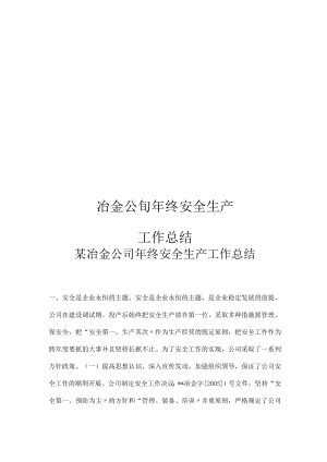 冶金公司年终安全生产工作总结.docx