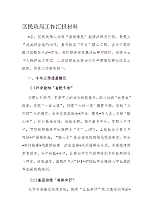 区民政局工作汇报材料.docx