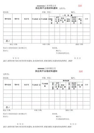 供应商不合格材料通知单.docx