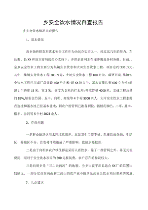 乡安全饮水情况自查报告.docx