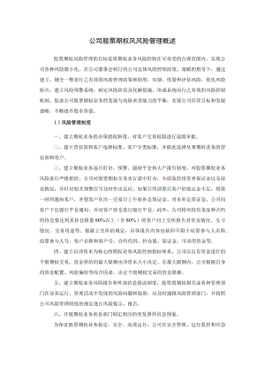 公司股票期权风风险管理概述.docx