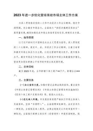 2023年进一步优化营培育故市场主体工作方案.docx