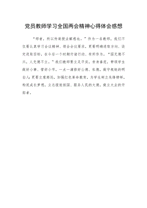 党员教师学习全国两会精神心得体会感想.docx