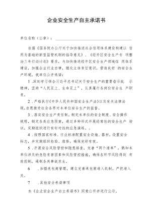 企业安全生产自主承诺书模板.docx
