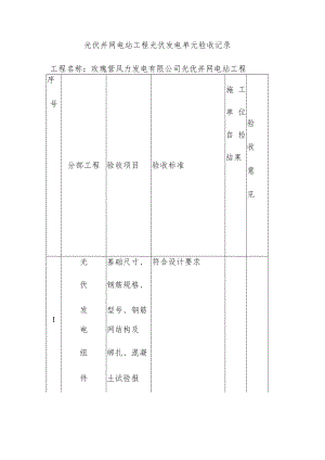 光伏并网电站工程光伏发电单元验收记录.docx