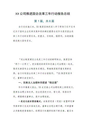 XX公司推进国企改革三年行动报告总结.docx