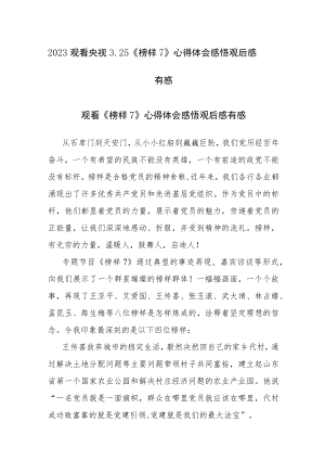 2023观看央视3.25《榜样7》心得体会感悟观后感有感参考范文5篇.docx
