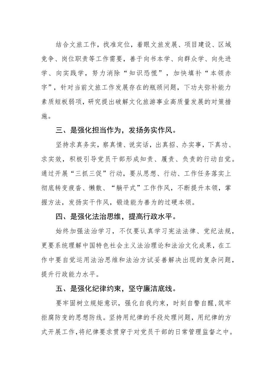 区文旅局召开【“三抓三促”行动进行时】学习研讨会发言材料.docx_第2页