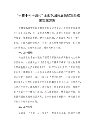 “十查十补十强化”全面巩固拓展脱贫攻坚成果实施方案 .docx