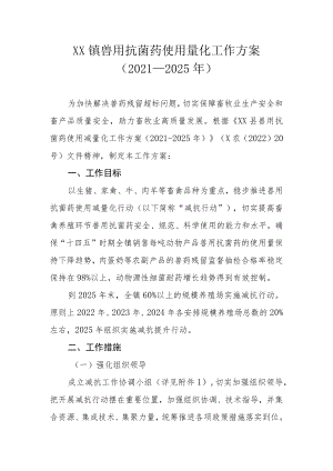 XX镇兽用抗菌药使用量化工作方案（2021-2025年）.docx