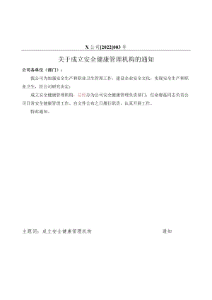 关于成立安全健康管理机构的通知.docx