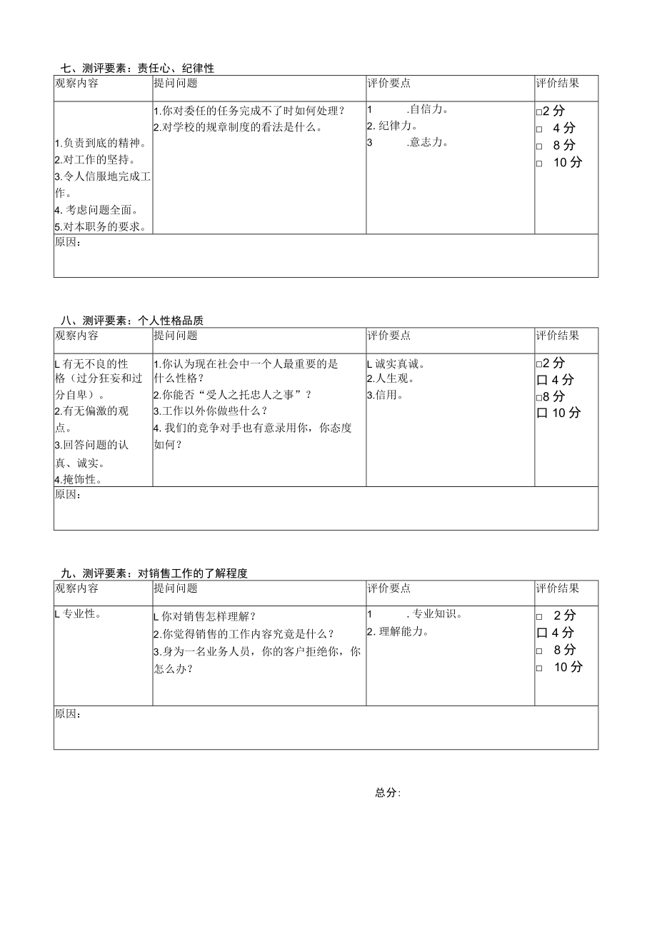 公司面试评估表（招聘面试评分）.docx_第3页