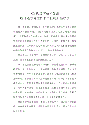 XX街道防范和惩治统计造假弄虚作假责任制实施办法.docx