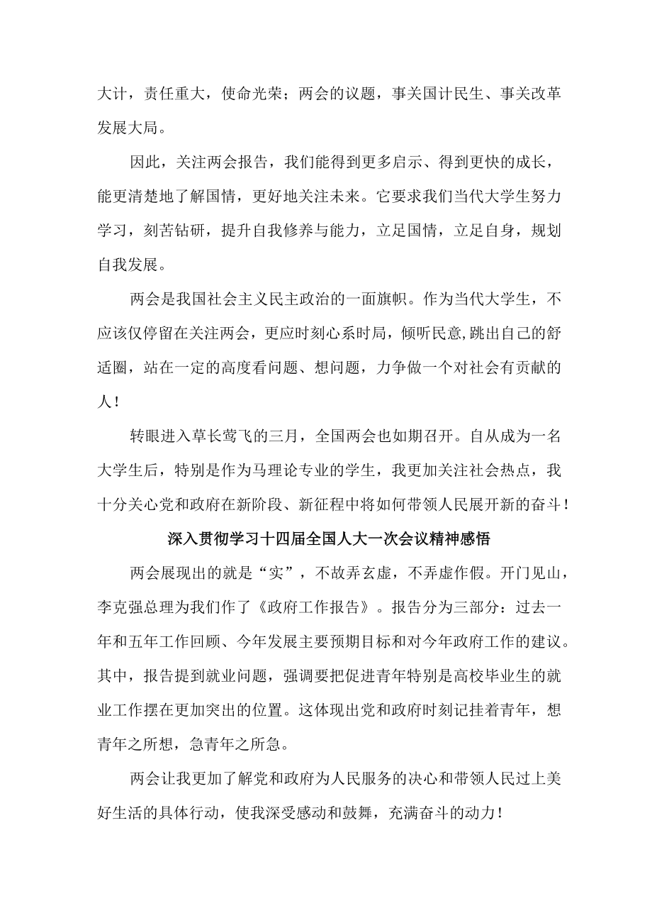 乡镇学校教师深入贯彻学习十四届全国人大一次会议精神心得感悟合计6份.docx_第3页