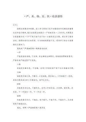 “严、真、细、实、快”心得体会.docx