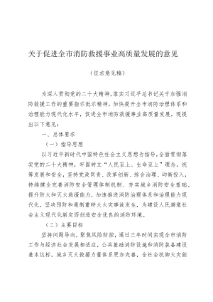 关于促进全市消防救援事业高质量发展的意见（征求意见稿）.docx