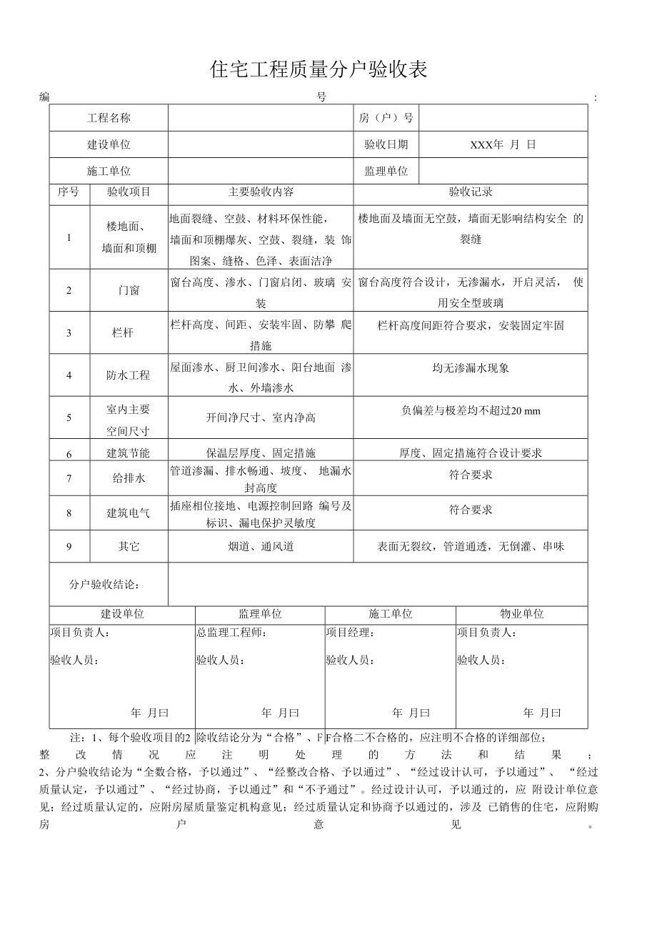 住宅工程质量分户验收表.docx_第1页