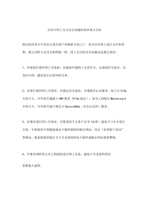 信用卡网上支付安全问题的简单要点分析.docx
